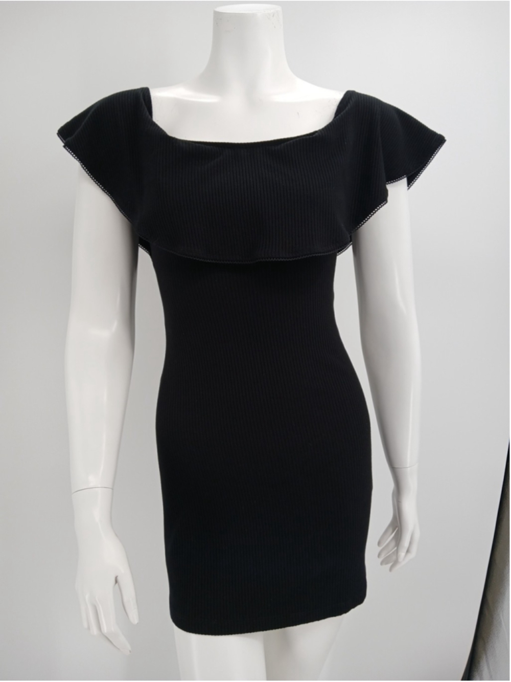 Reformation Womens Black Ribbed Mini Dress Size S Tencel